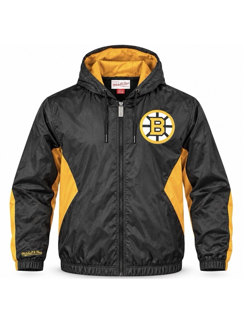 Mitchell & Ness Boston Bruins Hooded Windbreaker Jacket Men’s XL Black Gold NHL